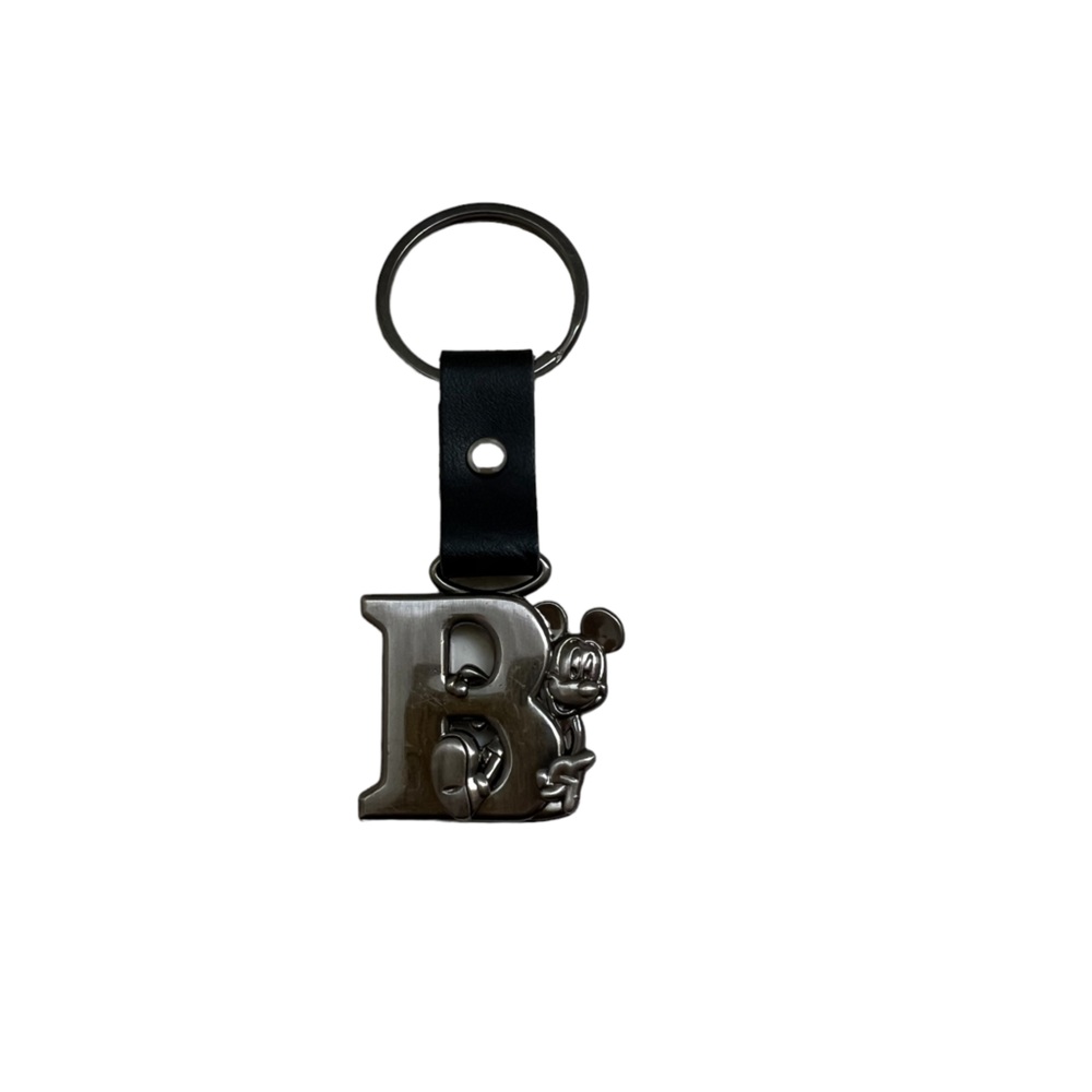 Disney Brass Silver/Grey/Black Letter B initial keychain